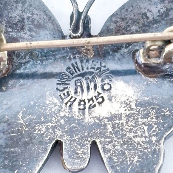 Vintage Mexico AM Taxco Sterling Silver 925 Abalone Butterfly Brooch Pin - Picture 5 of 7